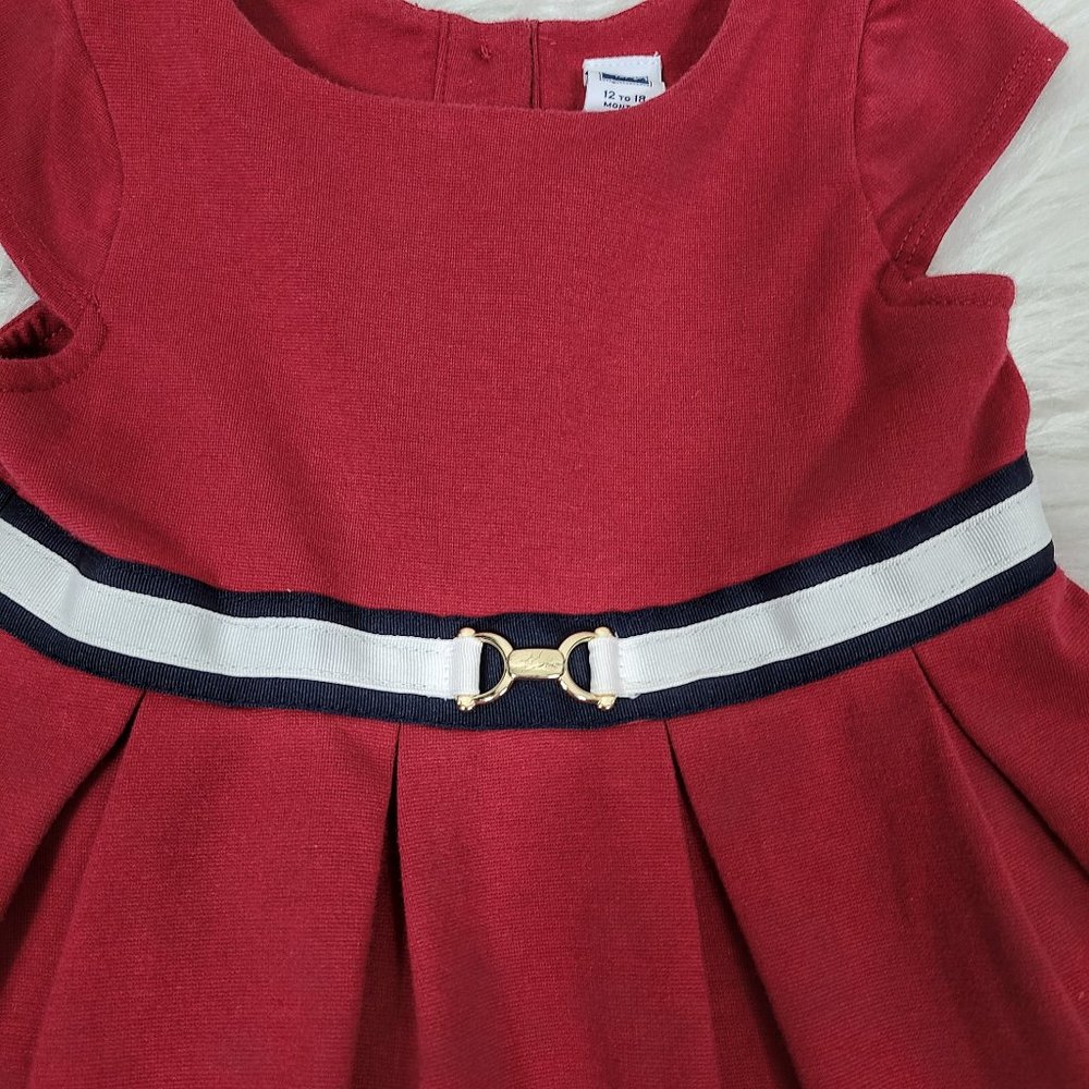 Janie & Jack Red Knit A-Line Pleated Dress - Picture 2 of 5